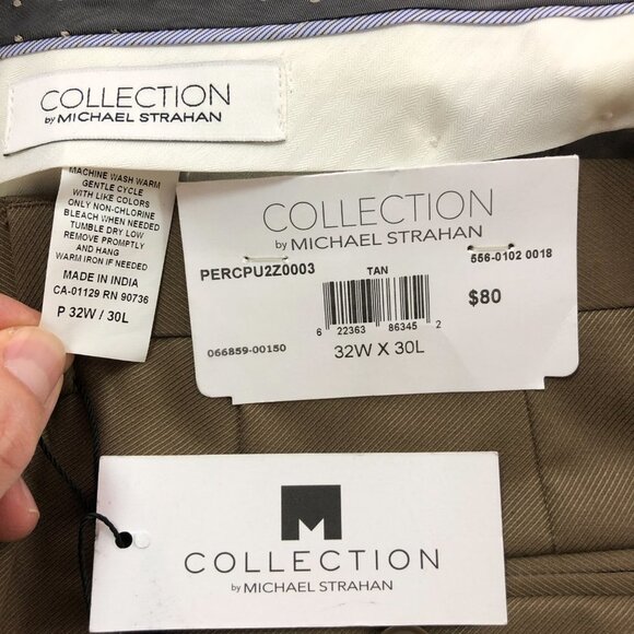 Collection Tan Textured Twill Pleated Pants 32x30 - Picture 7 of 7